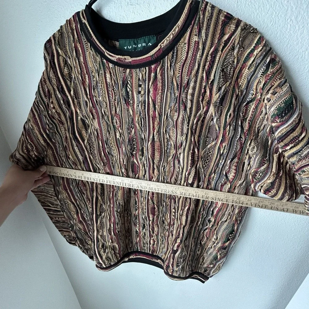 Vintage Tundra Abstract Knit Sweater 90s Crew Neck Biggie Coogi Cosby Style L